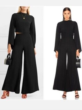 NWOT STAUD Ramon Wide Flare Leg Crepe de Chin Pants Sz 2